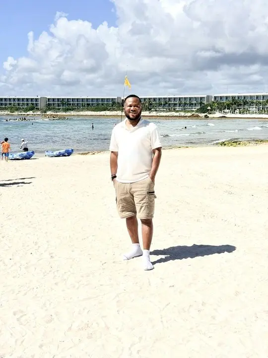 Johnson on the beach during the team retreat